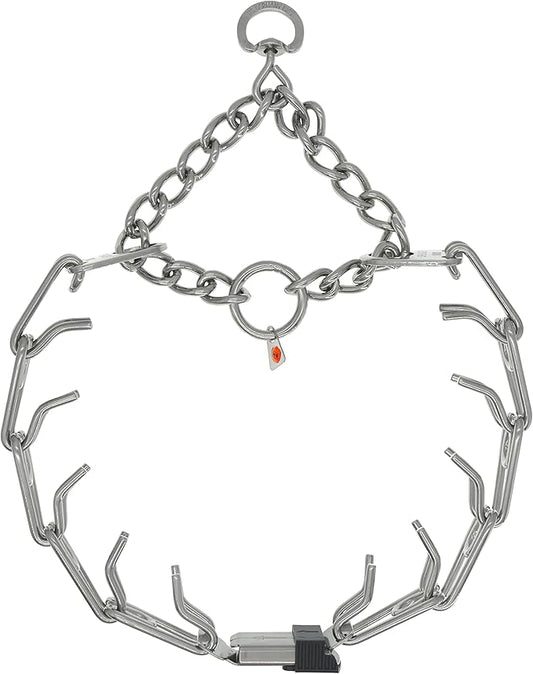 Herm Sprenger Stainless Steel Prong Dog Collar with Centered ClicLock Buckle and Assembly Chain Quick Release Training Pinch Collar for Large and X-Large Dogs Made in Germany