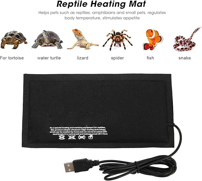 plplaaoo Reptile Heating Pad, Constant Temperature Tank Heater Heating Pad, Adjustable Temperature Under Tank Terrarium Heating Mat, Terrarium Heat Mat for Turtle Snake Frog Lizard Small Animals(S