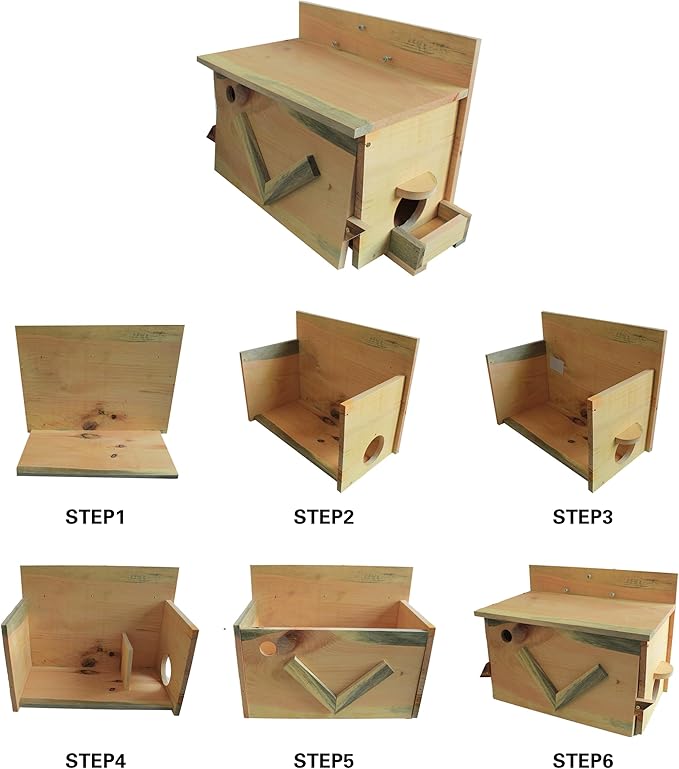 Large Solid Wood Squirrel House - Handmade All-Weather Outdoor Nesting Box to Welcome Squirrels & Chipmunks - Easy Mounting Kit for Backyard, Tree, or Fence