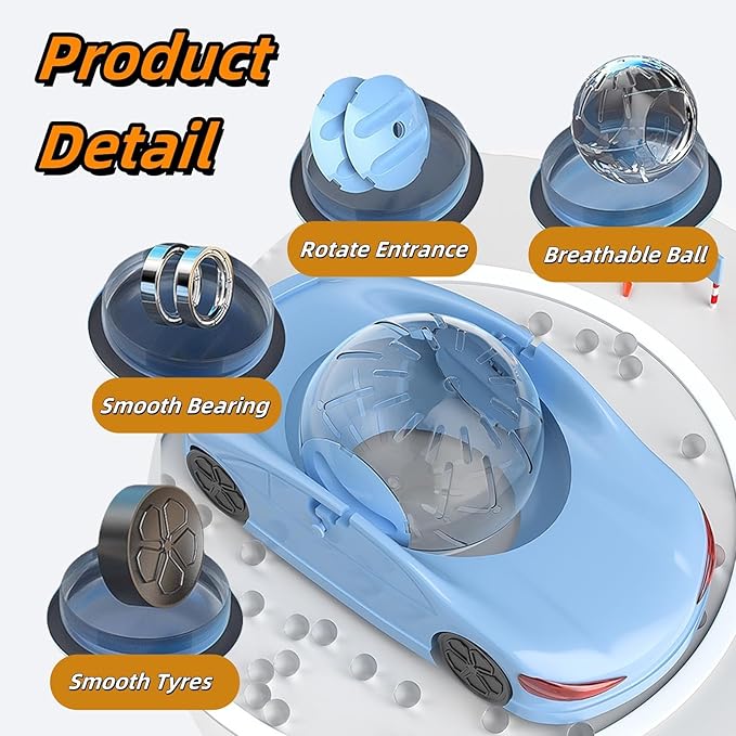 Fun Hamster Fitness Ball Sports car! Three Modes of Short Hamster Toys! Includes 4.72-inch Detachable Transparent Ball - Safe and Cute Wheels, Suitable for Happy Little Pets! (Pink)