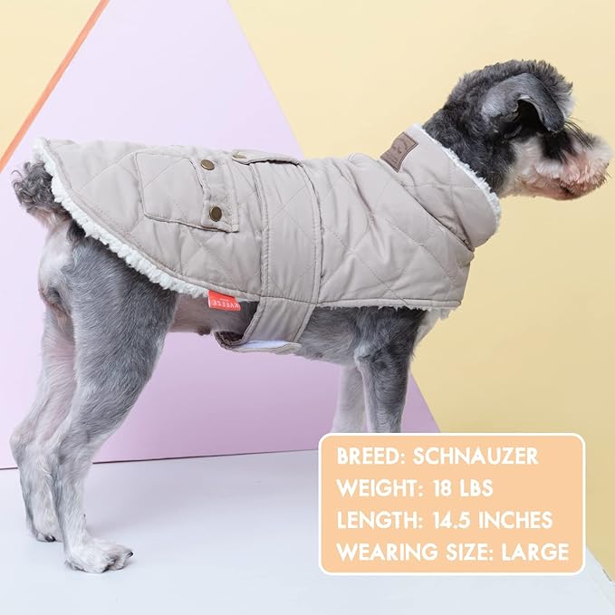 KYEESE Dog Coat Soft Pet Sweater for Cold Weather Waterproof Dogs Jacket with Fleece Lined Thick Pets Clothes with Pocket Windproof Dog Coats for Small Dogs Warm Pet Winter Puffer Coat with Leash Hole