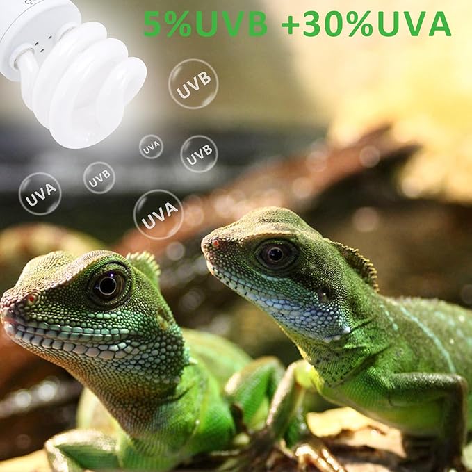 Aiicioo UVB Reptile Light 5.0 13W Desert UVB Spiral Compact Fluorescent Lamp UVB Reptile Light Bulb Tropical and Sub-Tropical UVB Bulb for Reptiles Bearded Dragons Lizards