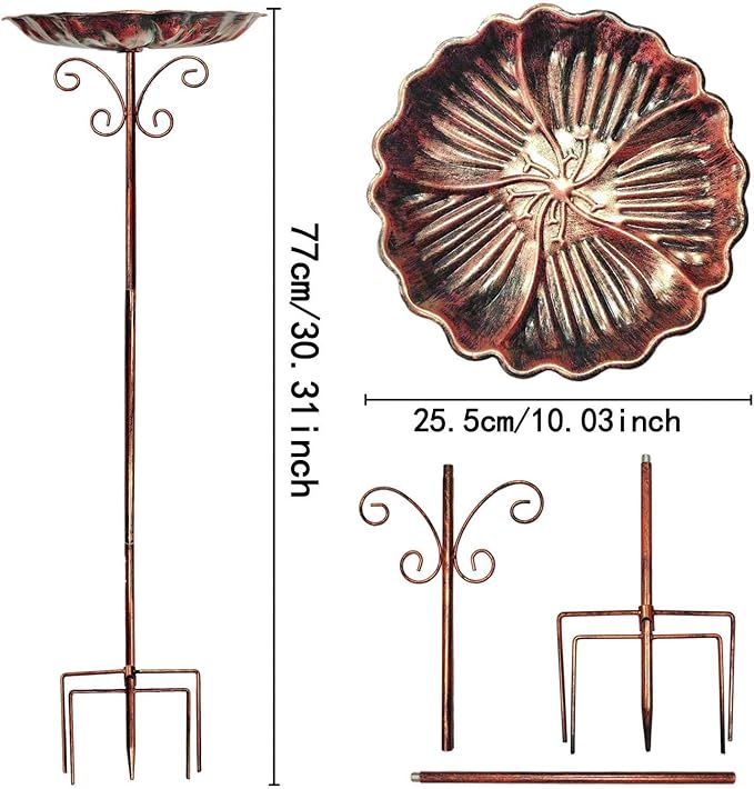 Bird Bath Feeder Bowl Birdfeeder Sturdy Iron Heavy Duty Detachable Easy to