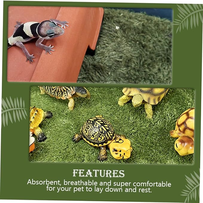 BESPORTBLE Reptile Carpet Mat for Terrarium Fake Moss Substrate for Tortoises Frogs and Lizards Reusable Pet Liner for Enhanced Habitat Decor