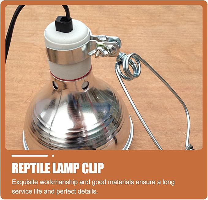 Reptile Lampshade Clip Aluminum Alloy Dome Clamp Spring Clip Lamp Holder for Pet Heat Lamp Fixture Suitable for Reptile Habitat Lighting
