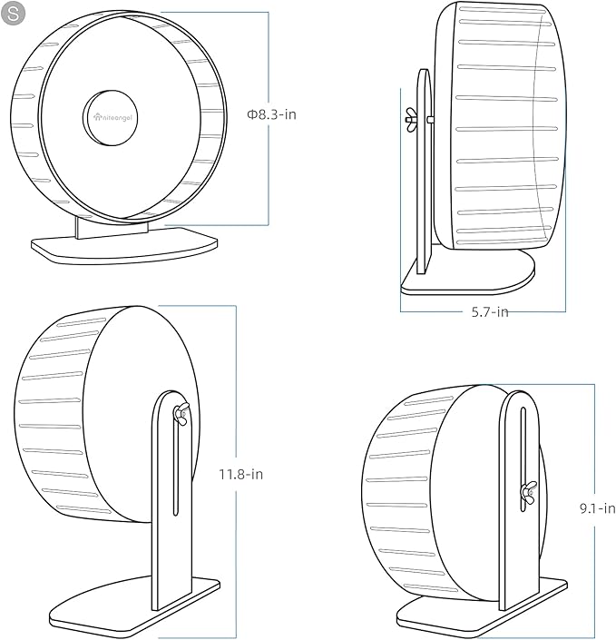 Niteangel 8.2-Inch Super-Silent Hamster Exercise Wheels with Platform: - Quiet Spinner Hamster Running Wheels with Adjustable Stand for Hamsters Gerbils Mice Or Other Small Animals