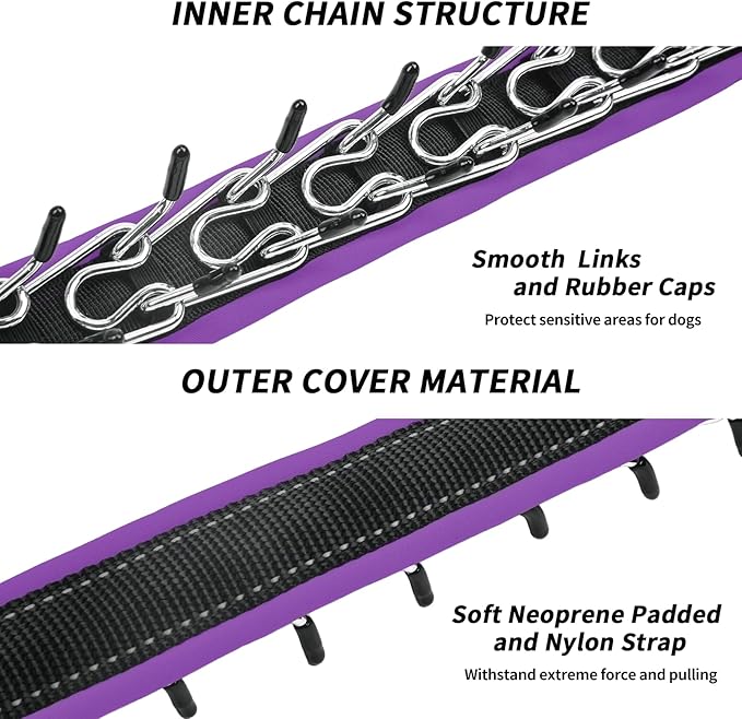 Martingale No Pull Dog Collar - Heavy Duty Nylon With Buckle, Adjustable Anti Pull Reflective Slip for Large Medium Small Dog Training Walking S Purple