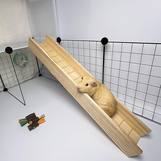 Guinea Pig Bridge, Small Animal Wooden Ladder Ramp, Guinea Pig Cage Ramp Bridge, Guinea Pig Cage Accessories for Guinea Pigs, Ferrets, Chinchillas (Large)