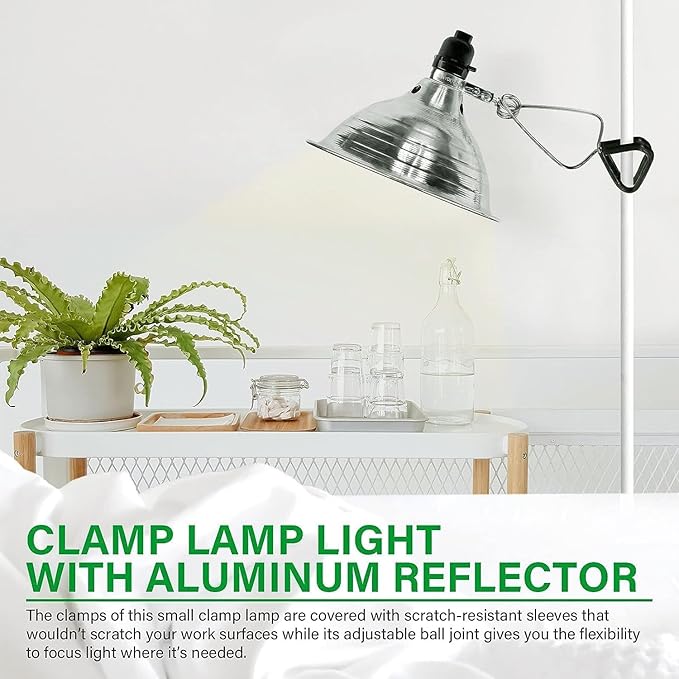 Simple Deluxe Clamp Light with 8.5 Inch Adjustable Aluminum Reflector, Suit for E26 Socket Max 150 Watt Lamp (No Bulb Included), 6 Feet 18/2 SPT-2 Cord, 2 Pack