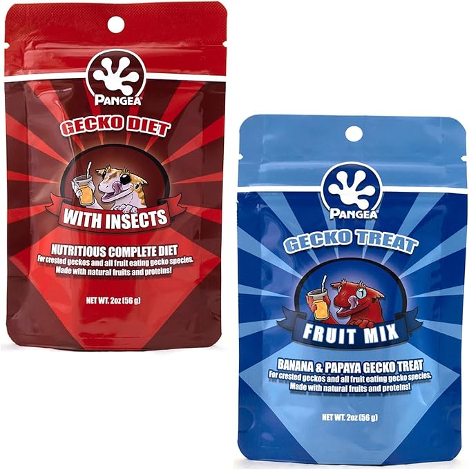 Pangea Gecko Diet Fruit & Treat Bundle - 2oz Fruit & Insects Diet and Gecko Treat Mix