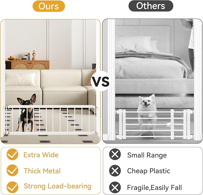 Dog Gate Indoor for Small Dogs or Breeds, 10'' High Short Dog Gate to Step Over, 18“-45” Wide Small Pet Gate with 3 Extension Kits for Doorways & Stairs