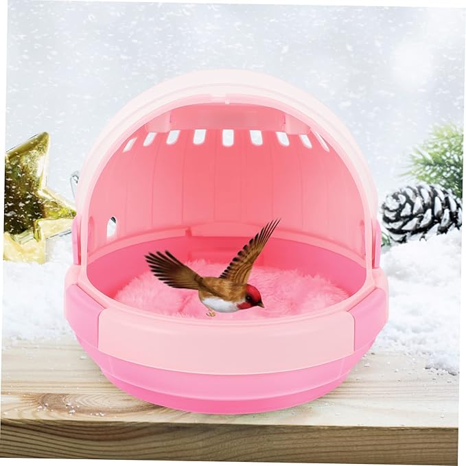 BESPORTBLE 1set Portable Parrot Cage Ventilation Design for Safe Travel Pet Carrier for Birds Hamsters and Animals Lightweight and Breathable Nest Pad Included