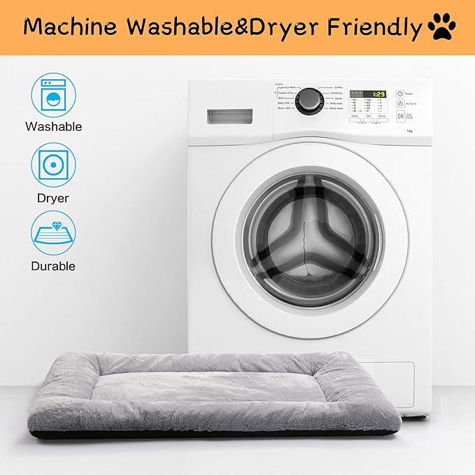 Dog Beds Crate Pad for Medium Dogs Fit Metal Dog Kennel,Ultra Soft Puppy Bed Washable & Anti-Slip Kennel Pad for Dogs Cozy Sleeping Mat,Gray 30inch