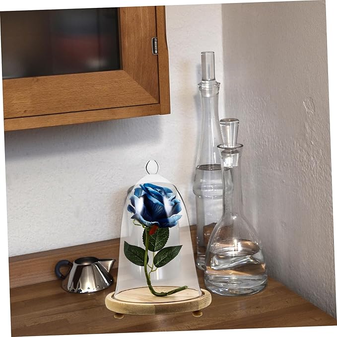 Garneck 1set Elegant Preserved Flower Glass Dome Base Creative Landscape Display for Home and Car Interior for