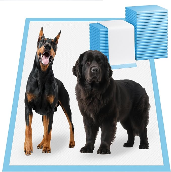 Bulubaky Heavy Absorbent Enormous 54"x37" Pee Pads for Large Dogs, Quick Dry Disposable Puppy Pee Pads, Thicken Strong Leak-Proof Backing Dog Pads 150Counts