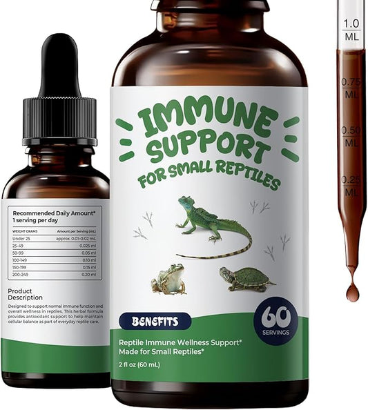Herbal Reptile Supplement, Daily Wellness Drops for Immune, Appetite, Digestion & Respiratory Health Support, Liquid Support for Geckos, Lizards & Companion Reptiles