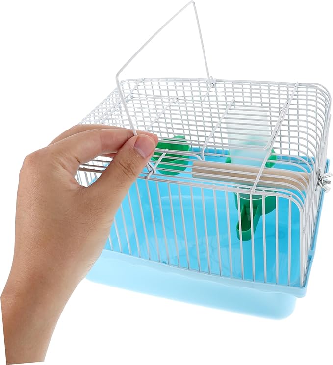 Parrot Travel Cage: Small Animal Cage with Wood Perch and Food Box Portable Bird Carrier with Water Dispenser for Parakeets and Lovebirds