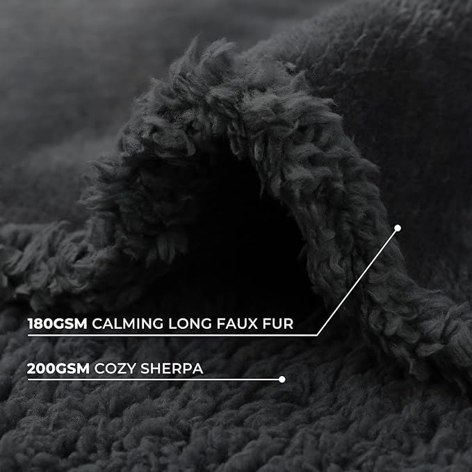 Luciphia Waterproof Bed Blanket Washable,Soft Sherpa Fleece Puppy Reversible Throw Blankets for Small Medium Dog Cat,Furniture Cover Protector Couch Bed from Liquid Pee and Pet Fur, Black,57" x 40"