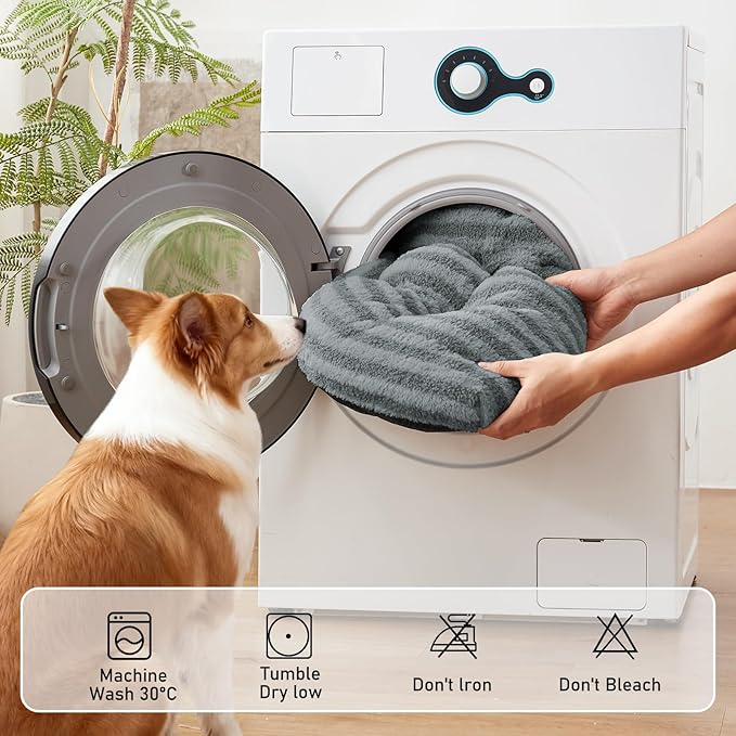 FURTIME Washable XL Dog Bed for Extra Large Dogs, Deluxe Dog Crate Beds Comfy Fluffy Kennel Pad Anti-Slip Pet Sleeping Mat, Machine Washable Dogs Pillow, 40"x27"x3.5", Gray