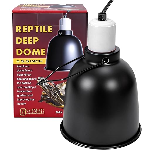 5.5 Inch Reptile Deep Dome Light Fixture with Reptile Terrarium Thermometer Hygrometer