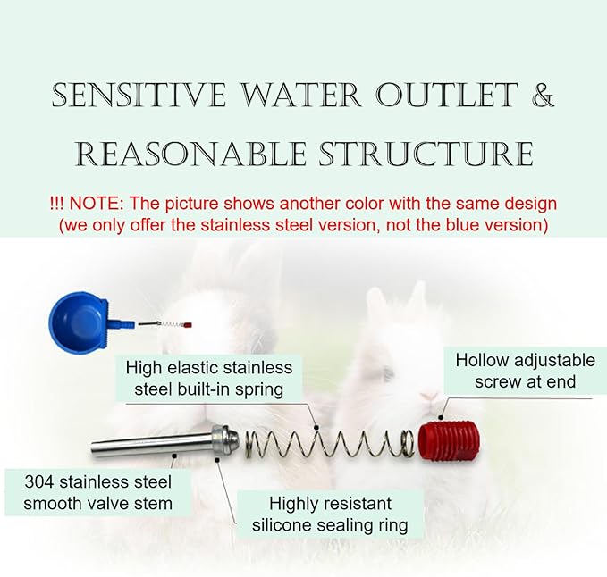 10Pcs Rabbit Stainless Pet Water Bowl Dispenser, Automatic Rabbit Water Feeder with Bowl, Rabbit Watering System Kit, Removable Hanging Pet Cage Water Bowls