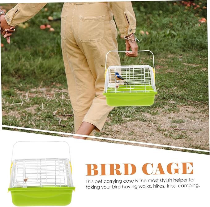 1set Portable Bird Carrier Cage Handle Comfortable Travel Cage for Parrots Cockatiels and Birds for Hiking Outings and Sightseeing Breathable Wire Structure for Air Circulation