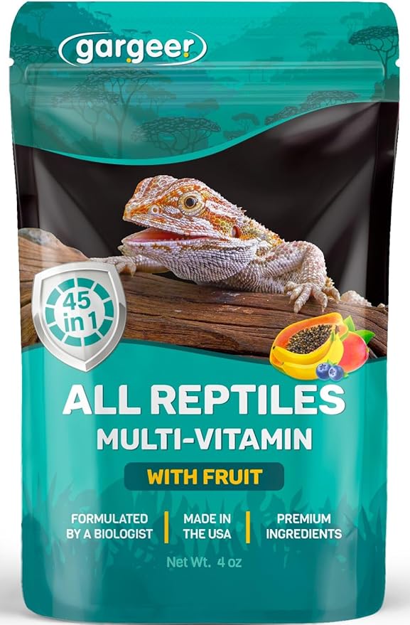 Gargeer 4oz Reptile Multi-Vitamin Supplement. Premium Ingredients, Rich with Organic Fruit, for Full Growth and Development Support. Boosted with Minerals and Amino Acids, Proudly Made in USA. Enjoy!