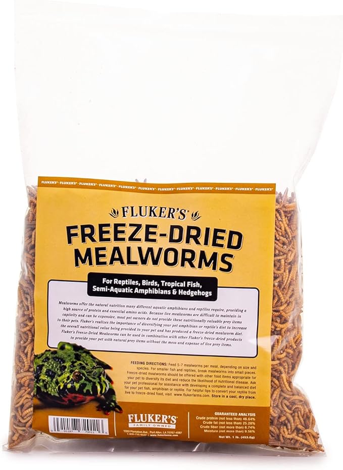 Fluker's Freeze Dried Mealworms for Reptiles, Packed with Protein and Essential Nutrients, 1 lb. Value Pack