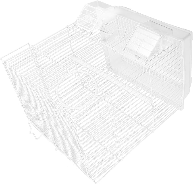 Metal Bird Cage Parrot Carrier with Handle Portable Iron Travel Cage White Medium Size for Cockatiel Conure Outdoor Use