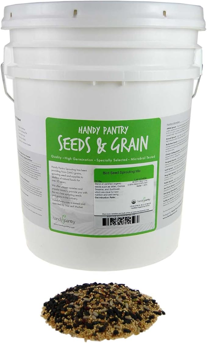 Handy Pantry Organic Birdseed - 35 Lb - Sprouting Bird Seed Mix for Small, Medium & Large Birds- Feed for Songbirds, Parakeets, Parrots, etc