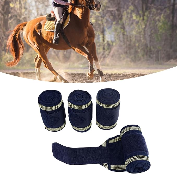 CDQL 4Pcs Horse Leg Wraps - Lightweight an Comfortable Horse Polo Leg Wraps - Soft Polyester Polo Wraps - Stable Supplies Equestrian Boots - Equestrian Accessories