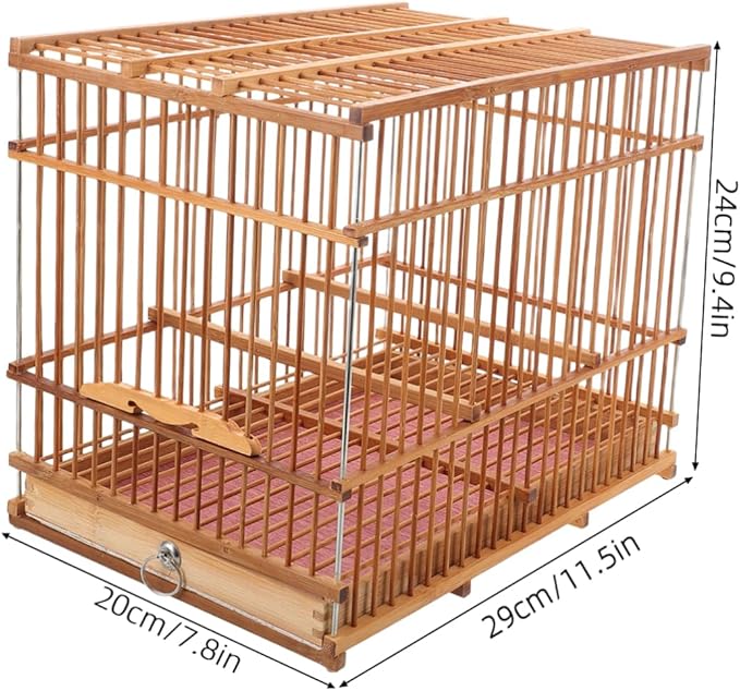 Bamboo Woven Small Bird Cage Lightweight Portable Carrier for Parakeet Finch and Canary Travel for Small Birds Stylish Design for Outdoor Use