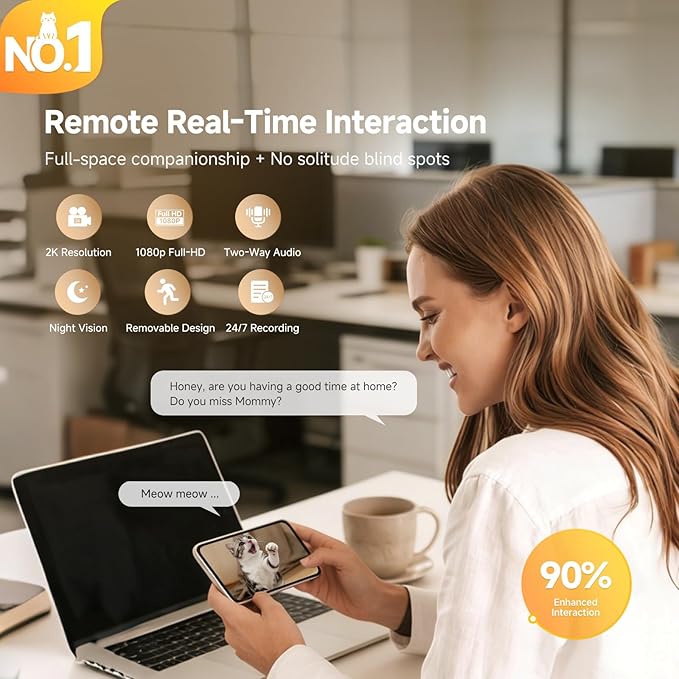 Pmate AI Pet Camera Robot Companion for Dogs & Cats, Robot Camera with Visual Recognition, Remote Video Interaction, Auto Feeding & Play, Red Light Teaser, Night Vision, Auto Charging, Blue