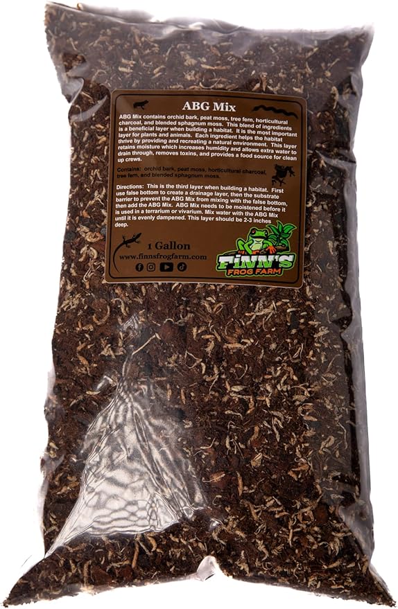 Finn's Frog Farm ABG Mix Tropical Terrarium and Vivarium Substrate -1 Gallon, Brown