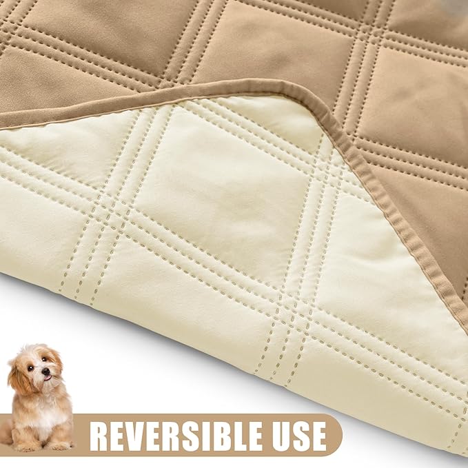 Smiry Waterproof Dog Bed Cover Blanket 30x82, Soft Reversible Pet Blanket, Washable Leakproof Cats Dogs Couch Cover for Sofa, Couch, Furniture, Lattice, Camel/Beige
