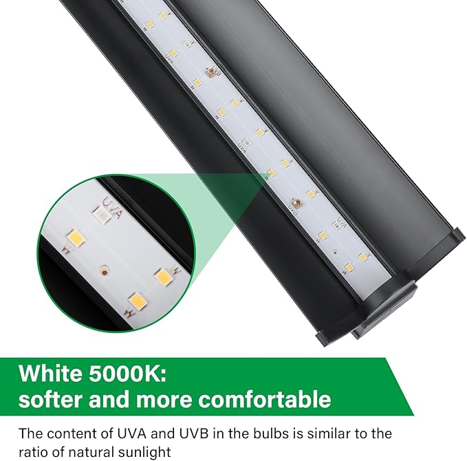 UVB Light for Reptiles, 10W HO LED UVB Reptile Light Fixture UVA UVB Lamp Bulb Terrarium Light for Bearded Dragon Turtle Snake Crested Gecko Chameleon, 12 Inch