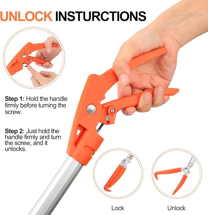 Kalkal Snake Grabber Tool, 60” Professional Aluminum Alloy Telescopic Rattle Snake Tongs, Reptile Grabber Snake Catcher Wide Jaw Handling Tool with Lock