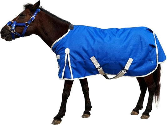 Miniature Horse Pony Horse Blanket, 1200D Winter Turnout Blanket for Pony Breeds/Tiny Horse/Small Breed Horse/Foal,Donkey Blanket Medium Weight with 220g Polyester Liner(51inch, Blue)