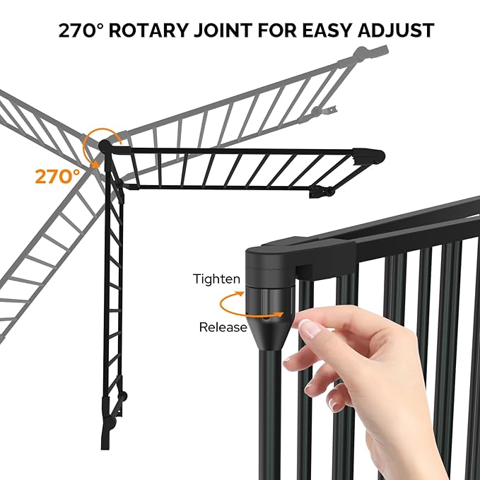 Bonnlo 134 Inches Wide Configurable Baby Gate, Fireplace Safety Fence/Guard, Adjustable 5-Panel Metal Play Yard for Toddler/Pet/Dog, Christmas Tree Fence, Includes 4 Pack of Wall Mounts, Black