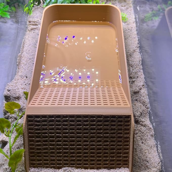 Chatelet Hermit Crab, Lizard, Turtle, Amphibian XL Watering Pool | Platform Pool Accessory with Access Ramp for Pet Habitats | 9.75" x 5" | Made in USA (X-Large) (Salt Only, Tan)