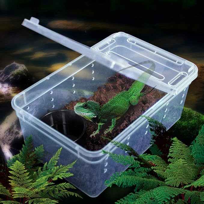 OMEM Portable Reptile Terrarium Habitat for Mini Pet Houses Breathable Holes Stackable Container (XS)