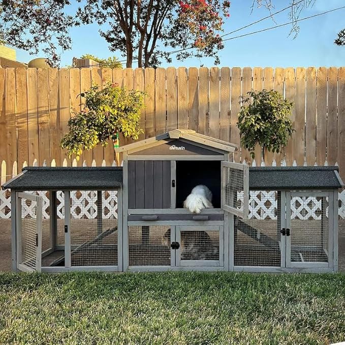 Aivituvin Rabbit Hutch Bunny Hutch Large Rabbit Cage, Indoor Bunny Cages Outdoor Rabbit House (Style2)