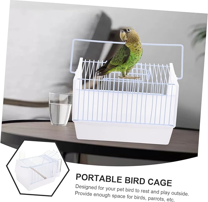 Portable Small Bird Carrier Cage with Comfortable Handle Lightweight Metal Travel Cage for Parrots Parakeets and Small Pet Birds Breathable Design for Hiking Camping and Travel