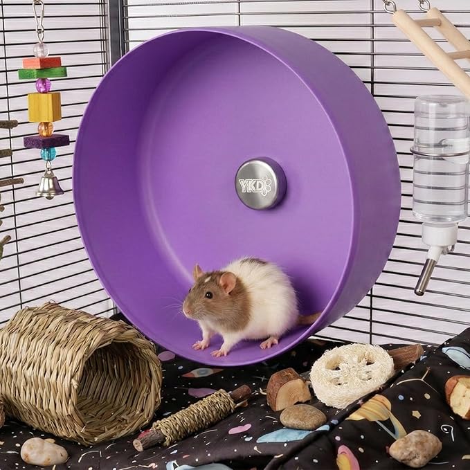 11.8" Silent Rat Exercise Wheel, Aluminum Alloy Noiseless Running Wheel for Fancy Rat, Syrian Hamsters, Hedgehogs and Small Pets (Bracket-Purple)