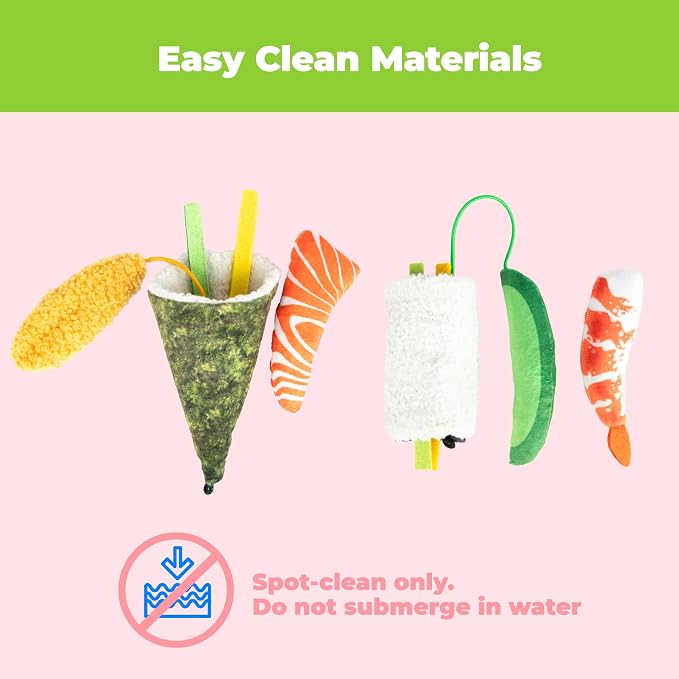 Best Pet Supplies Catify Interactive Cat Toy with Catnip - Sushi Rolls Set - Image 5