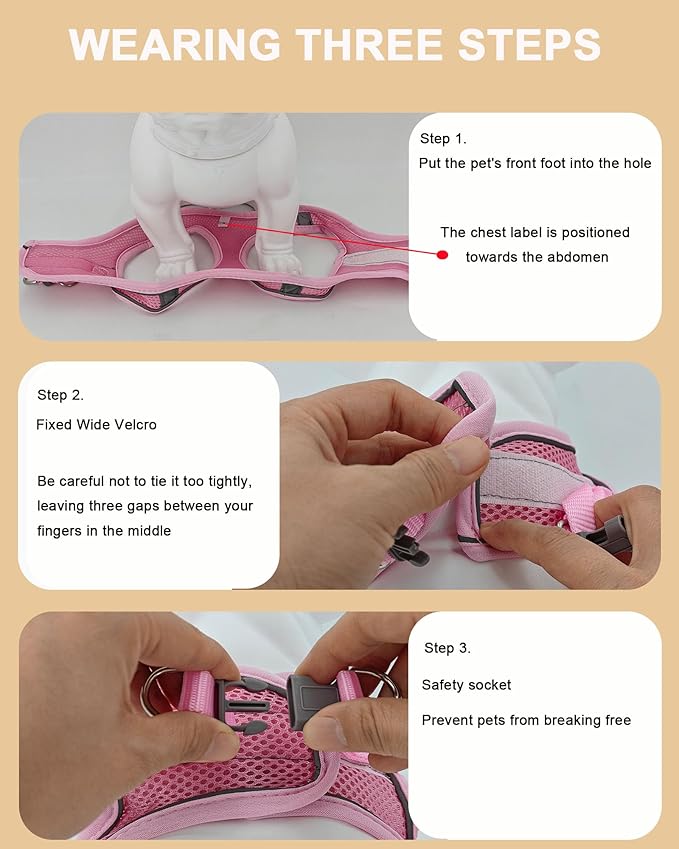 XS Red Soft Mesh Dog Harness and Leash Set,No Escape Puppy Harnesses for Training Walking， Reflective Adjustable Puppy Vest for Small Medium Dogs, Cats (Red, XS)