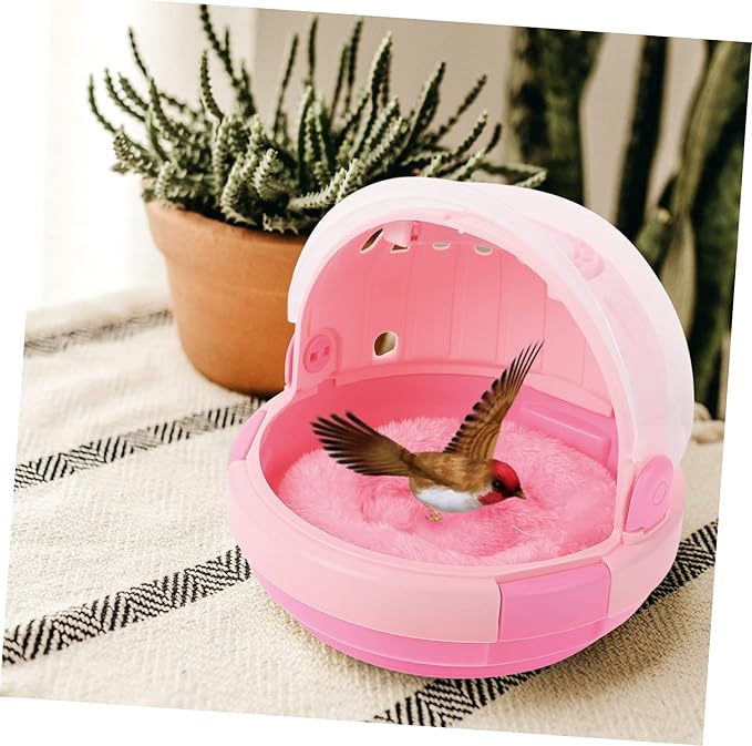 Portable Parrot Cage PET Carrier with Warm Nest Pad for Outdoor Use Hand-held Bird Carrier for Young Birds and Breeding