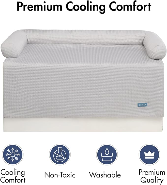 Spark Paws Cooling Couch Cover Dog Bed, Furniture Protector Mat, Non-Toxic Washable Pet Cooling Pad for Large & Small Dog - Waffle Grey - Size M