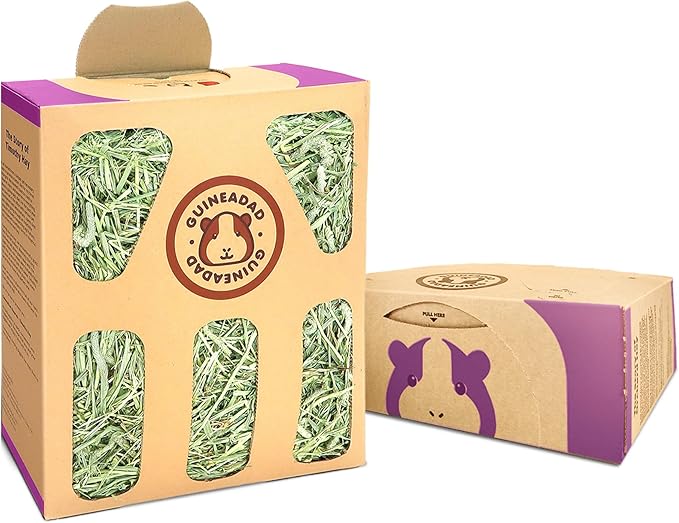 GuineaDad Orchard Hay Box – 3 Pack Guinea Pig Food – Cage-Mounted Feeding System – Orchard Hay for Guinea Pigs, Rabbits & Small Animals – 100% Recyclable & Biodegradable