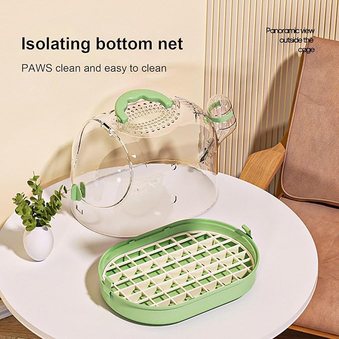 Travel Cage for Bird with Watering Cups and Bottom Grids Ventilation Carriers Clear Cage for Outdoor Indoor Use Small Transport Box